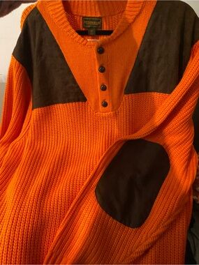 Boulder Creek Bright Orange Henley Knit Sweater